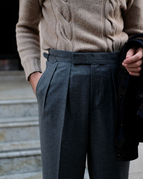 Grant Grey Worsted Flannel Trousers