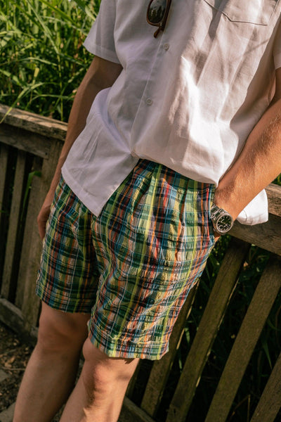 Windsor Madras Green Cotton Shorts