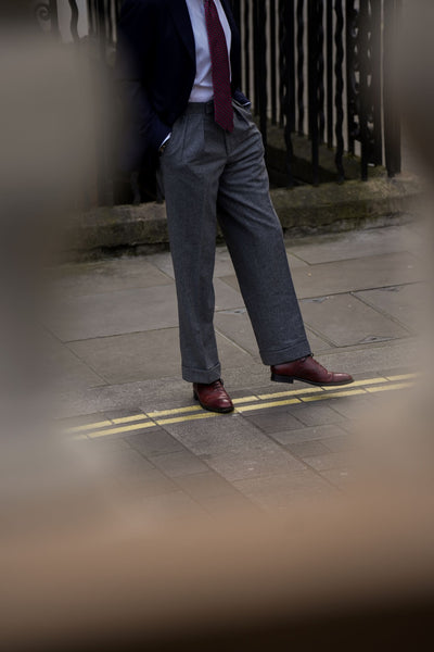 Grey Single-pleat wool-twill suit trousers | mfpen | MATCHES UK