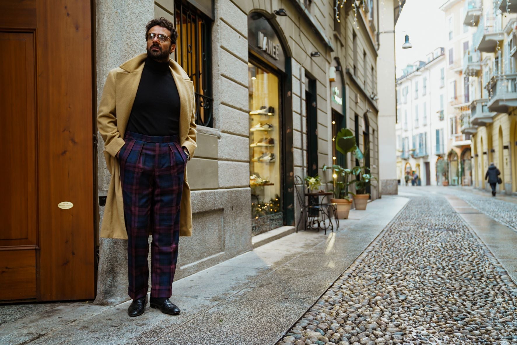 kit blake giorgio flannel tartan trousers