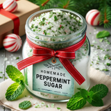 Handmade peppermint infused sugar