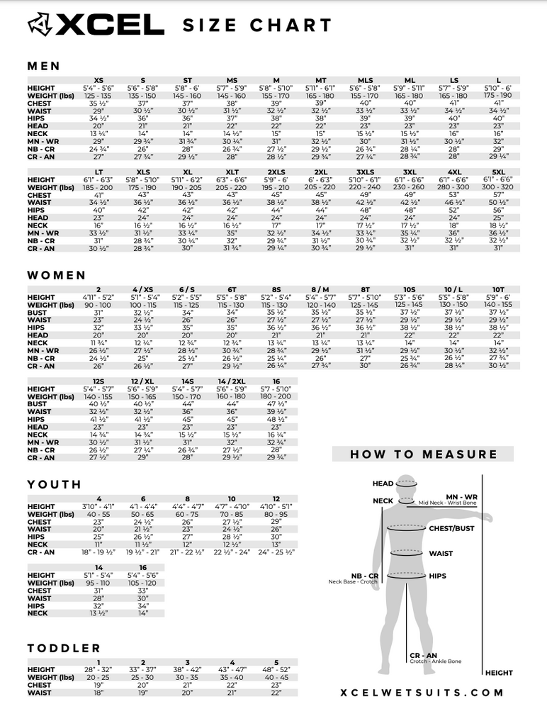 Xcel_size chart