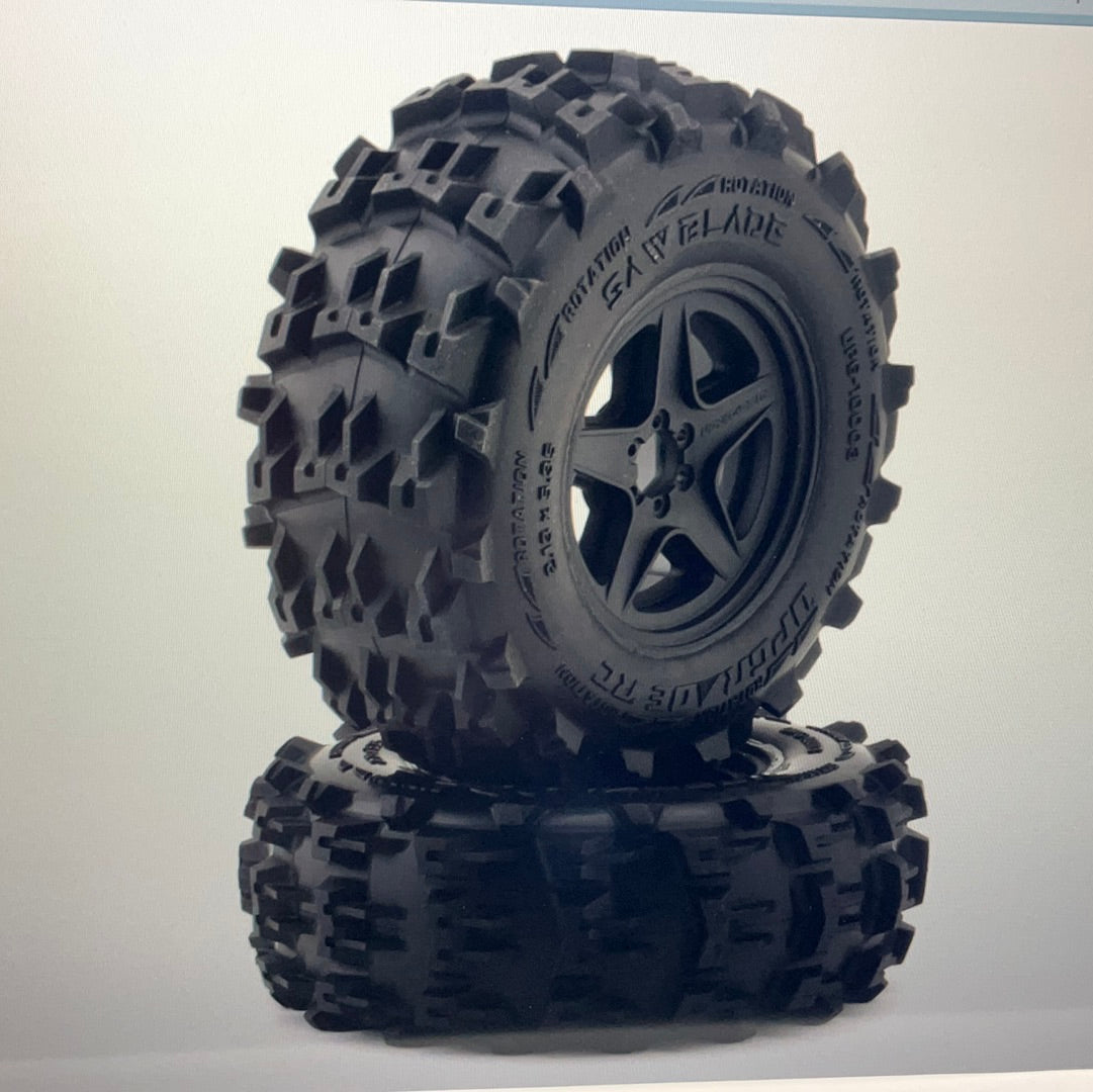 UpGrade RC Saw Blade 2.8" Pre-Mounted Off-Road Tires w/5-Star Wheels (2) (17mm/14mm/12mm Hex)