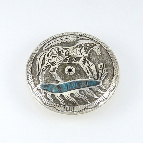 Silver and Turquoise Horse Seed Pot by Sam Gray