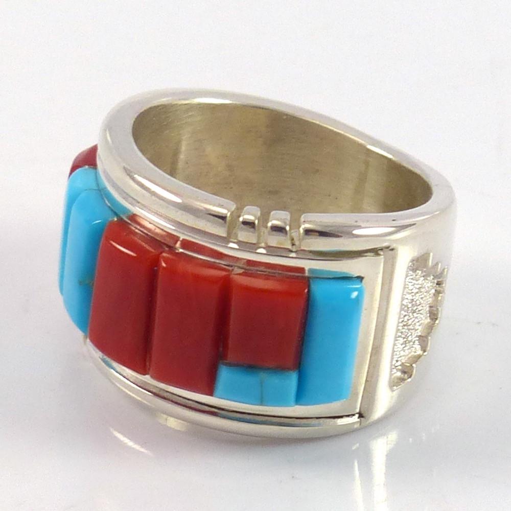 Turquoise and Coral Ring - Garland's