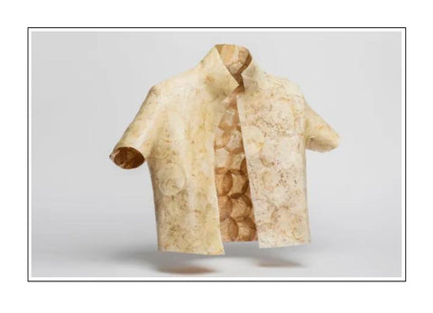 Women's blouse as sustainable clothing made out of mycelium fiber