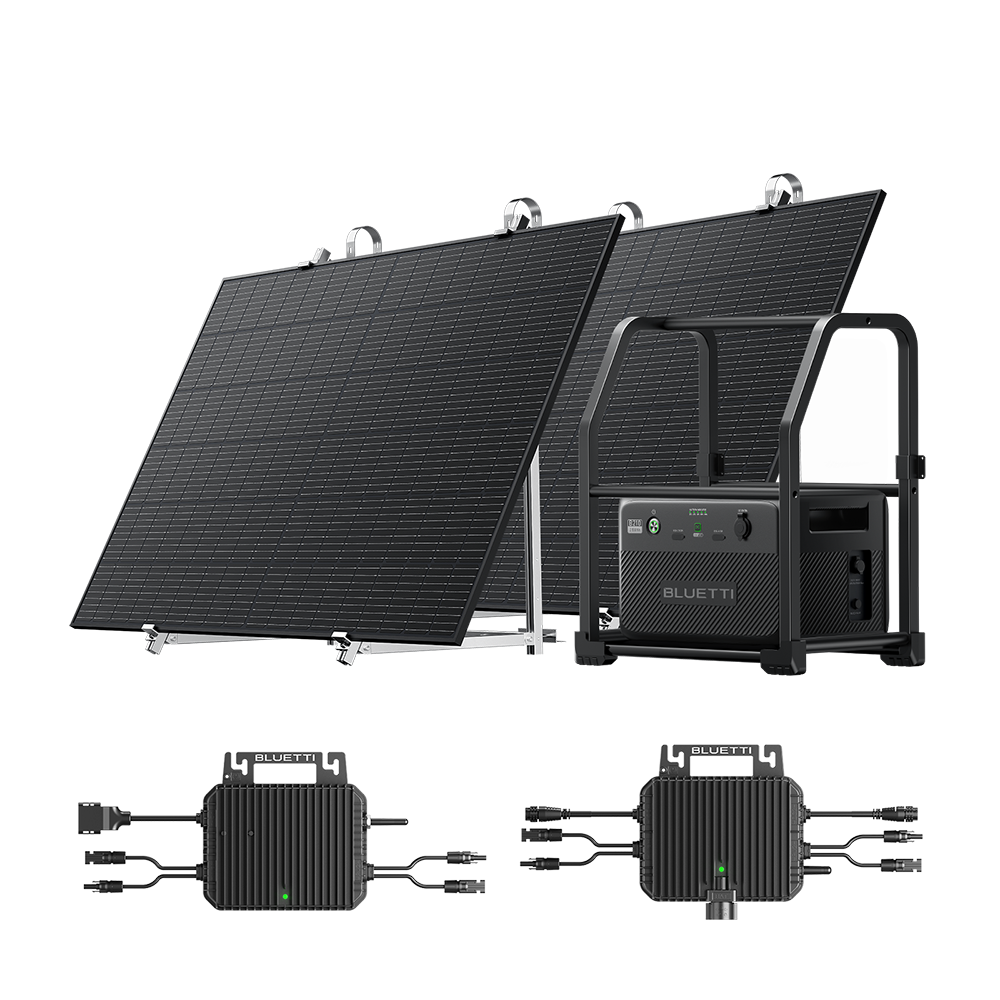 Balkonkraftwerk-System, Balkonkraftwerk-System (2150Wh Speicherung + Solar -2/BGPV-410W+2*Verstellbare Halterung) / BeforeTax