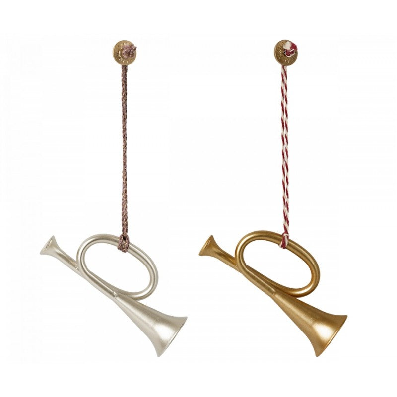 Accesorii pentru Craciun - Set de 2 ornamente metalice - Trompete - Maileg