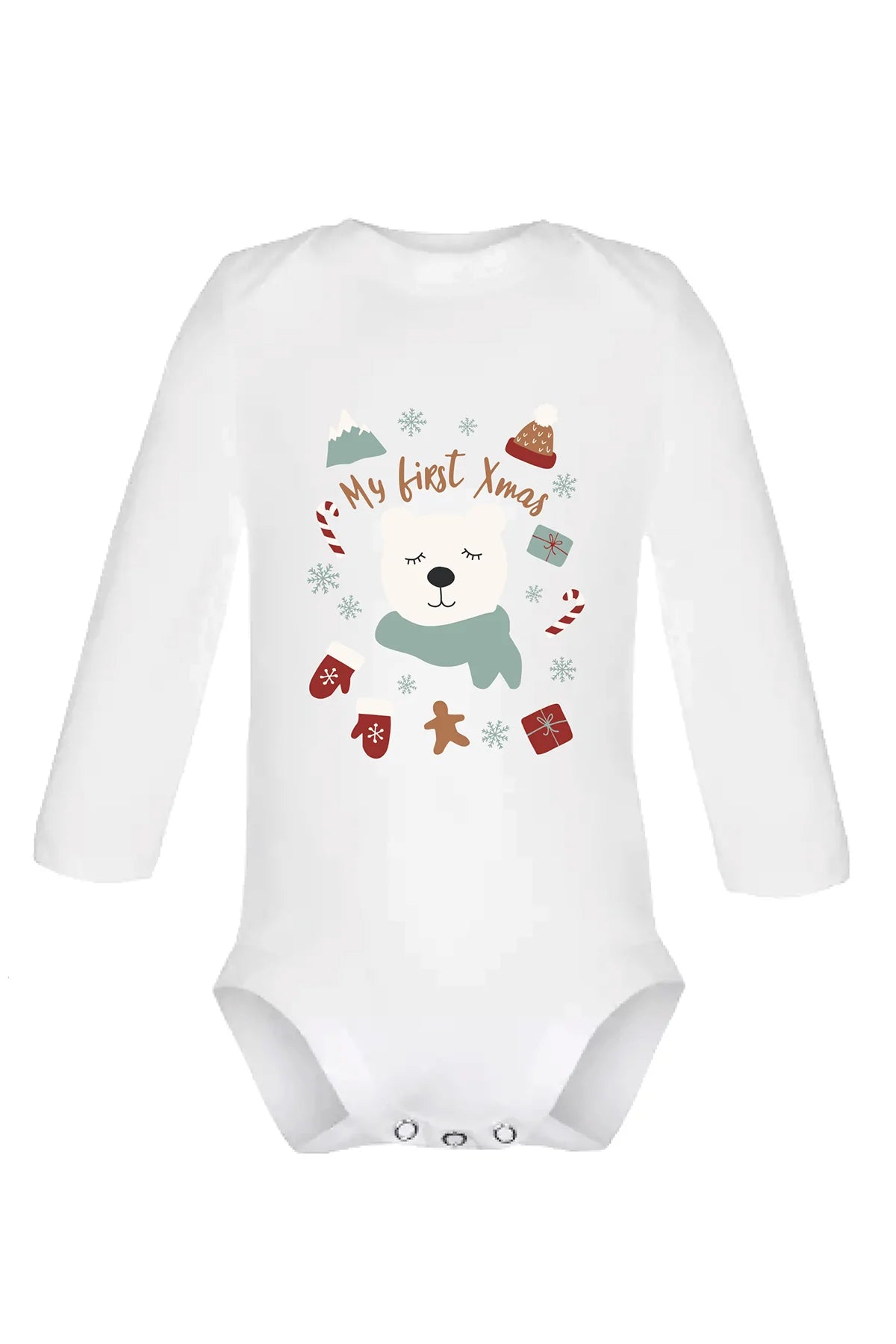 Body cu Maneca Lunga din Bumbac Organic My First Xmas Urs Polar - Kikadu