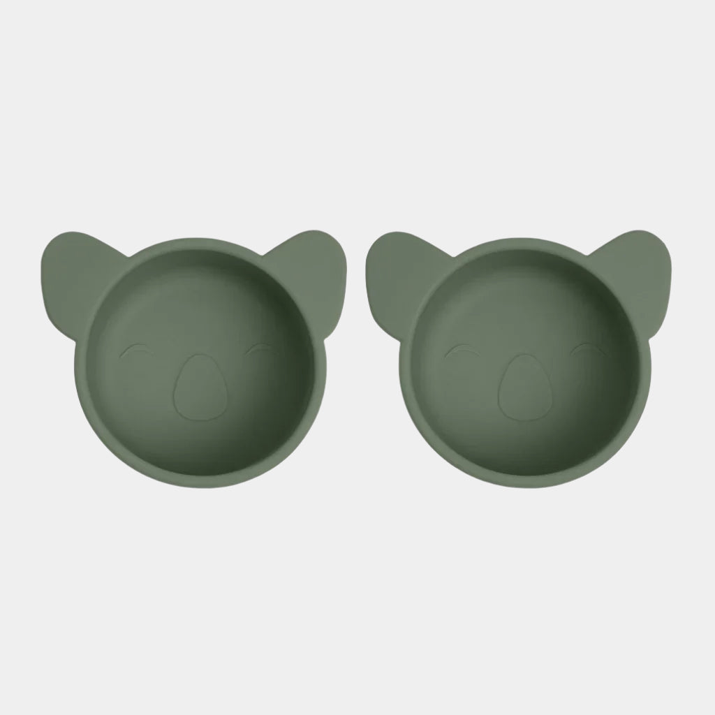 Boluri din silicon pentru gustari, set de 2 bucăți, Koala Dusty Green