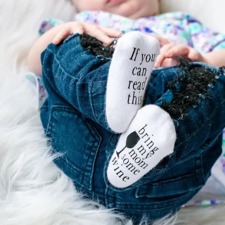 Bring My Mom Some Wine Baby Socks