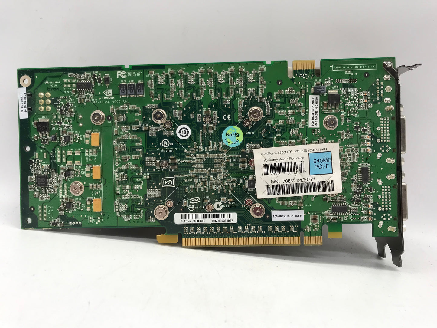 EVGA NVIDIA GeForce 8800 GTS 640MB GDDR3 PCIe Video Card 640-P2-N821-AR
