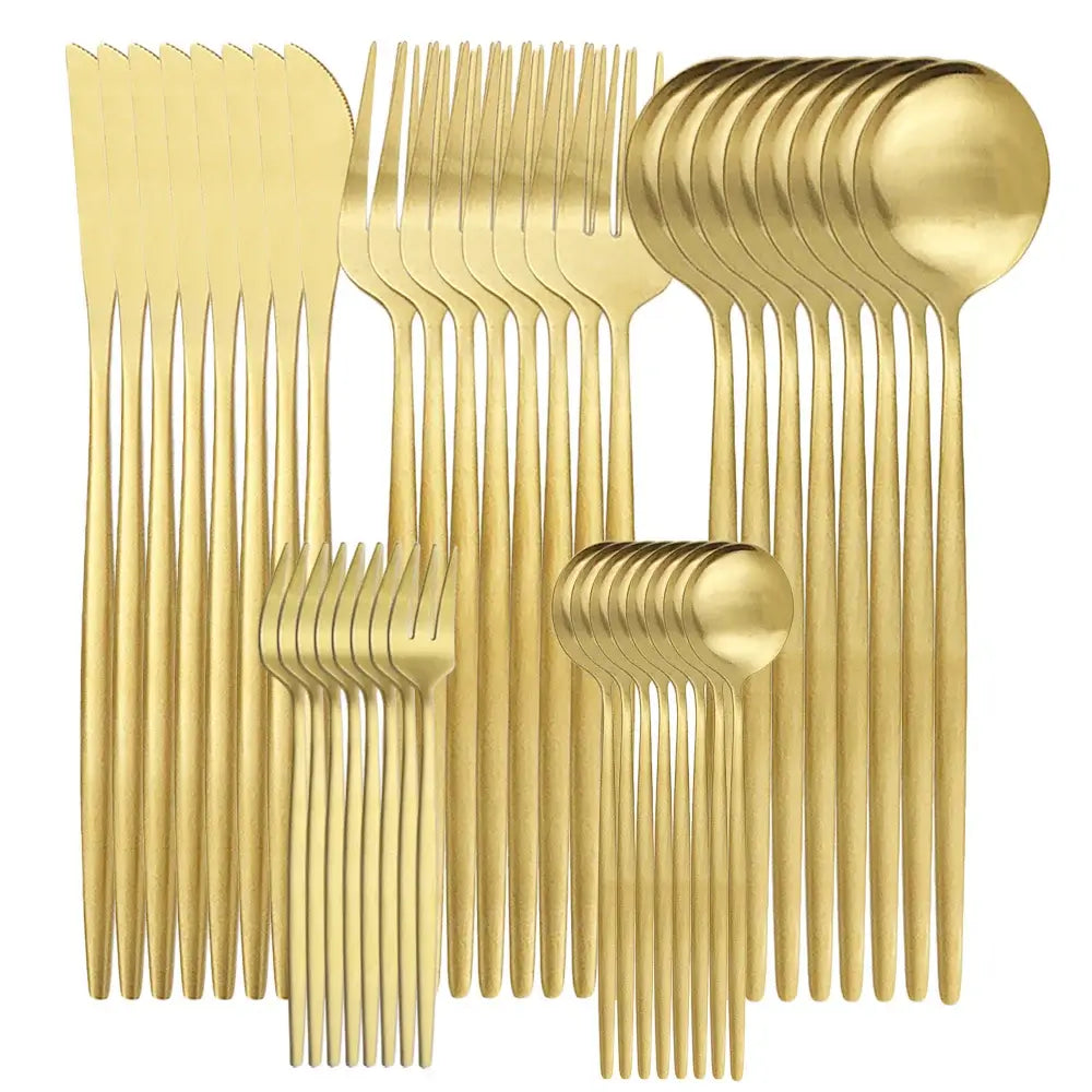 Set of 30 Matte Gold Dinnerware