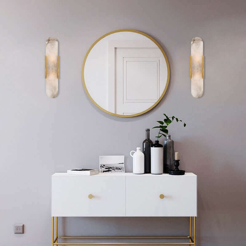 Posh Marble & Gold Roman Villa Sconce