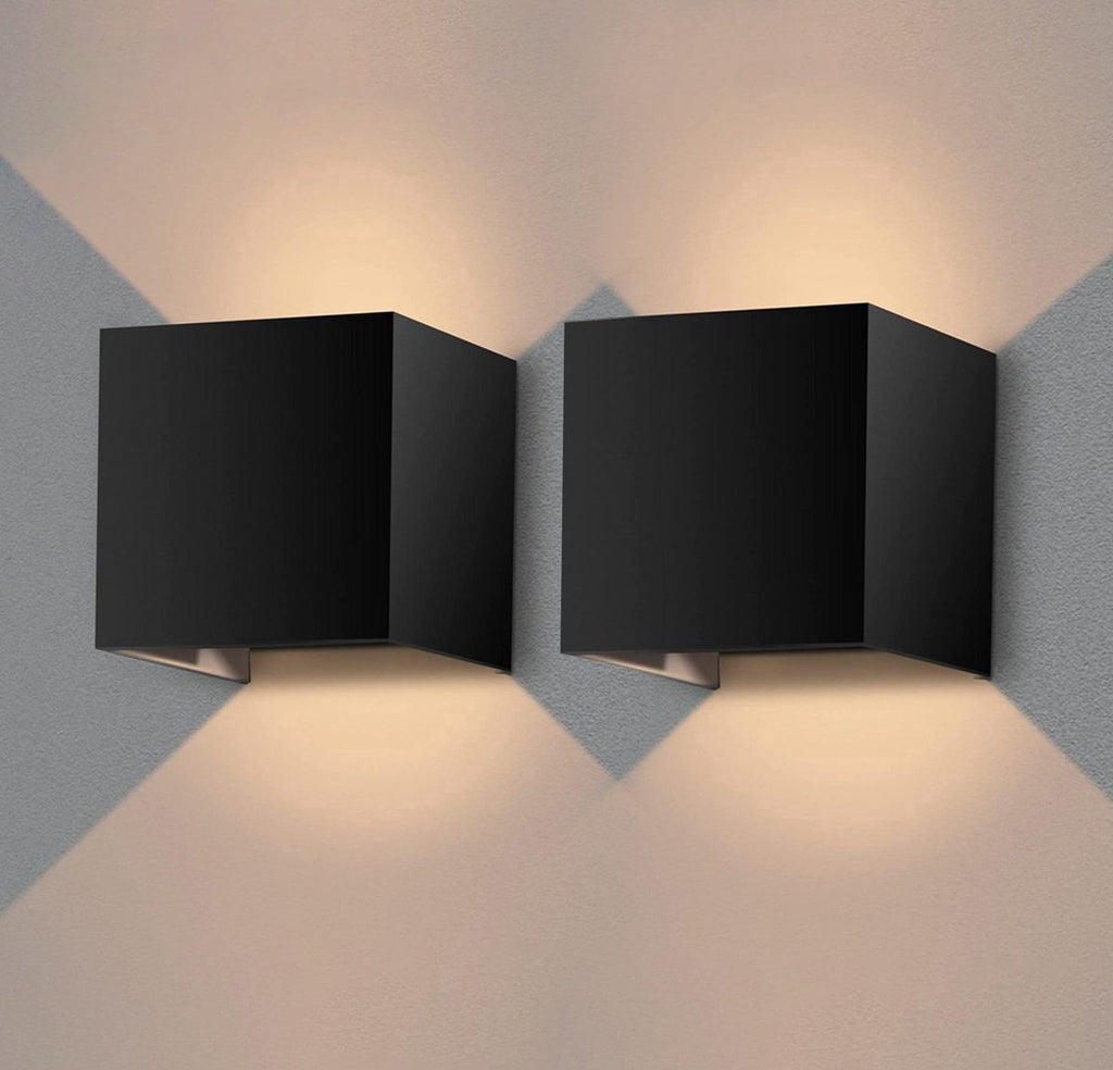 Wandlamp - Set van - IP65 - Zwart - Kubus tweezijdig opl