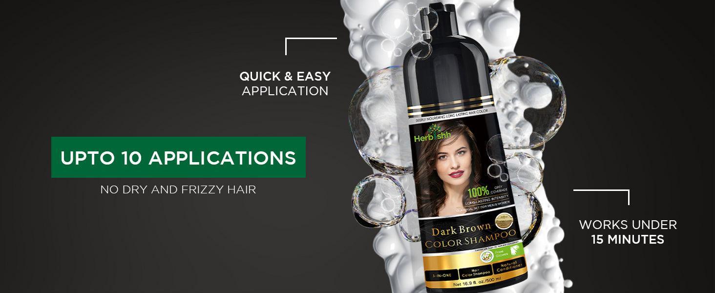 Herbishh Color Shampoo for Gray Hair – Colors in Minutes – Lasts Up To 2-3 Weeks – 500 mL - Hair Dye Shampoo Conditioner 3-In-1 Color – | Herbishh (Dark Brown) - Which Mark
