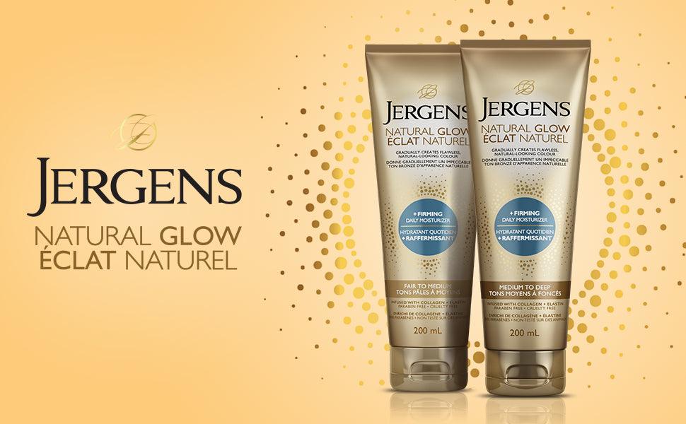 Jergens Natural Glow +Firming Daily Moisturizer & Gradual Sunless Self Tanning Body Lotion for Dry Skin, Medium to Deep Shade (200 mL) - Which Mark