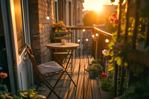 Petit balcon de 5m2 coucher de soleil