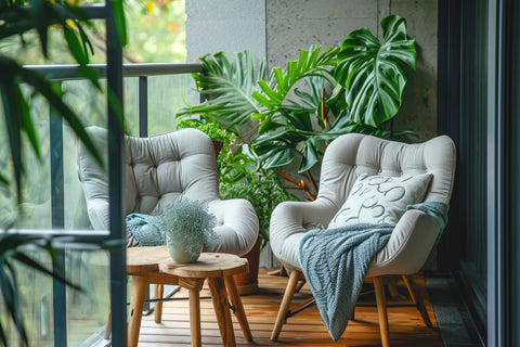 verdure sur balcon cosy avec fauteuils