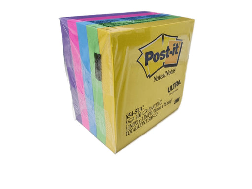 Post-it 654-5pk Neon 5 pads 100 hojas