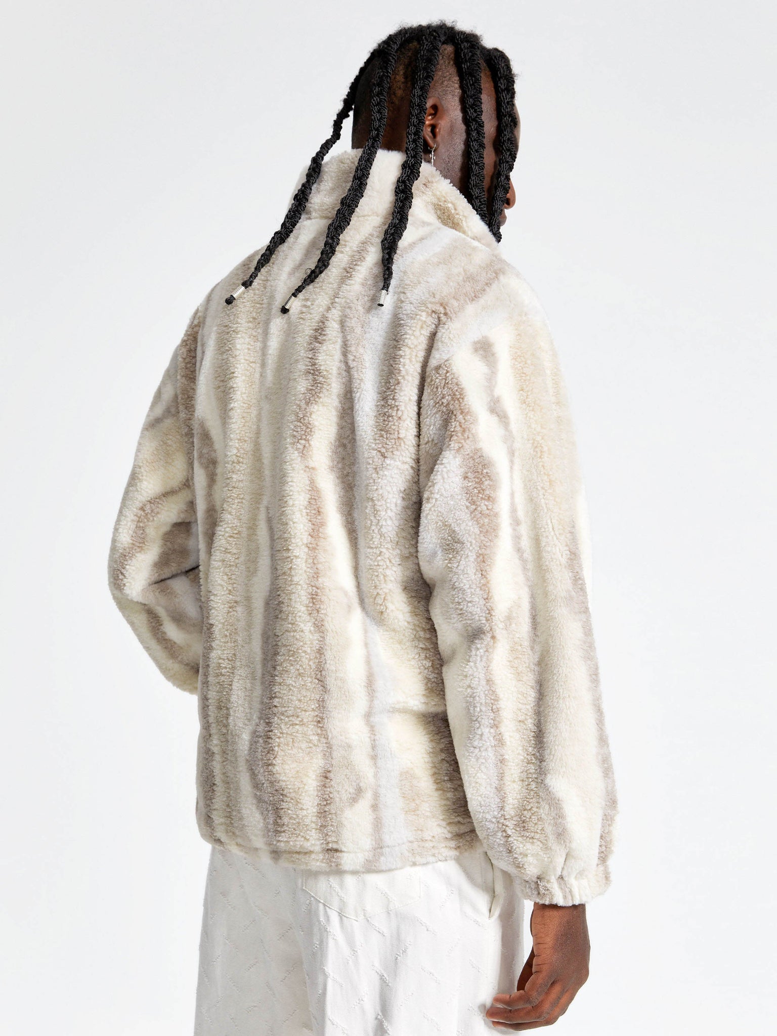 The Supermade White Tiger Print Texture Fleece Jacket - SuperMade®