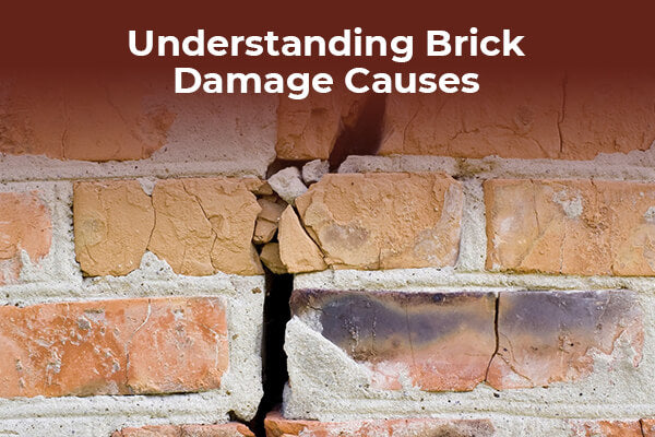 Brick damage caused by structural settlement, moisture infiltration, and weather exposure.