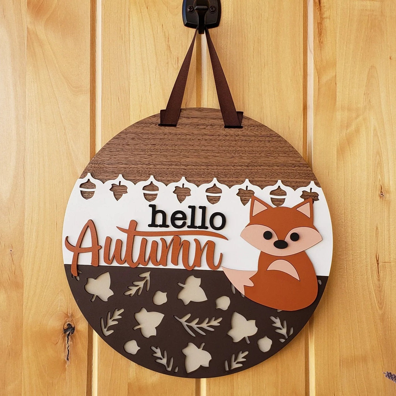 Hello Autumn - Fox - Round Door Sign