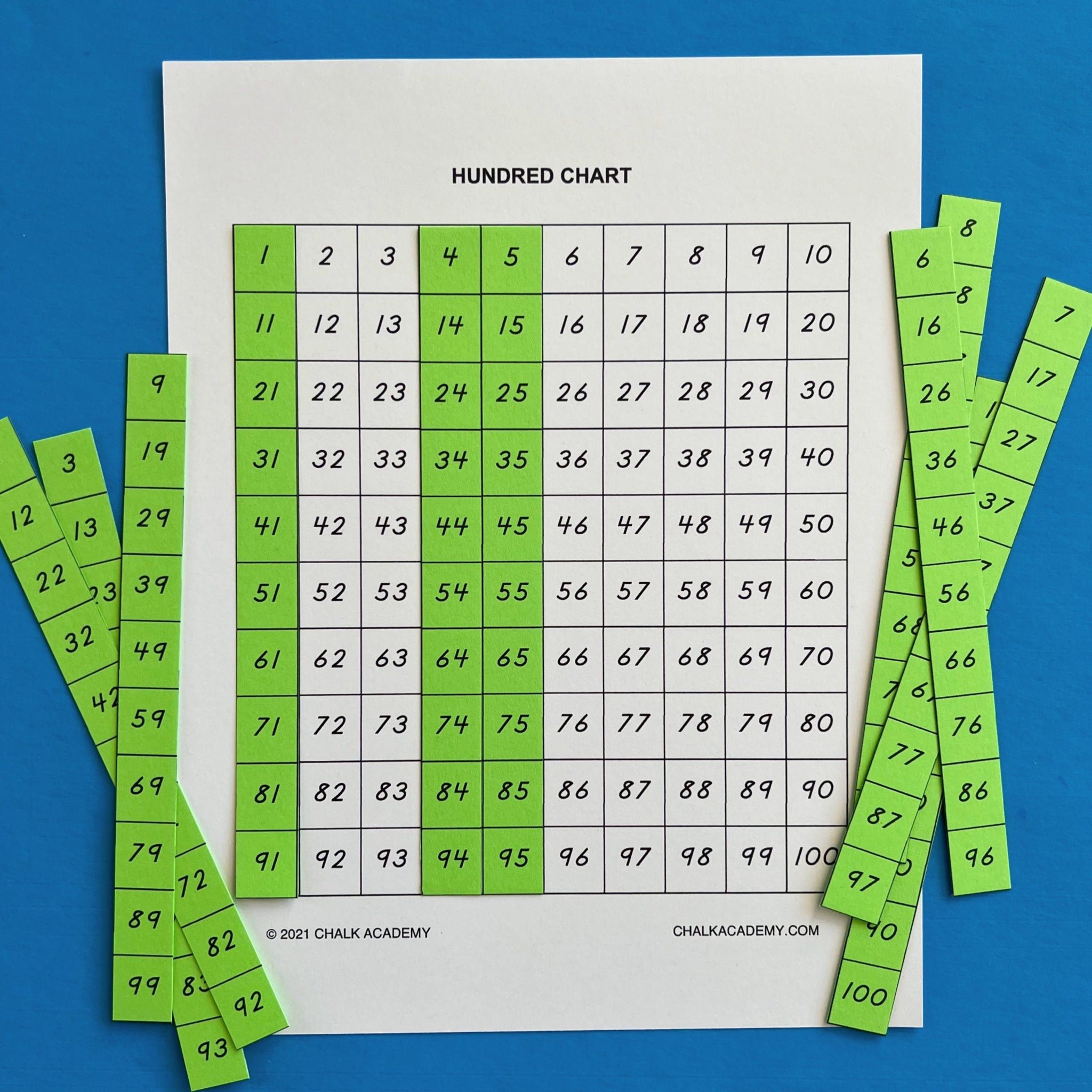 blank number chart for kindergarten