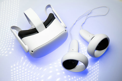 White new generation VR headset isolated on white background