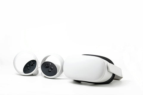 White new generation VR headset isolated on white background