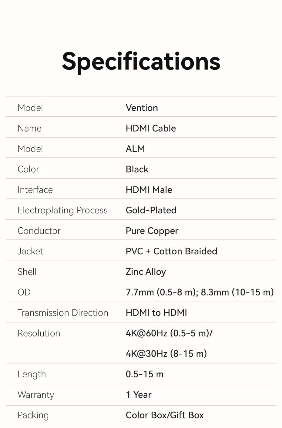 Cotton Braided 4K HDMI Male to Male Cable