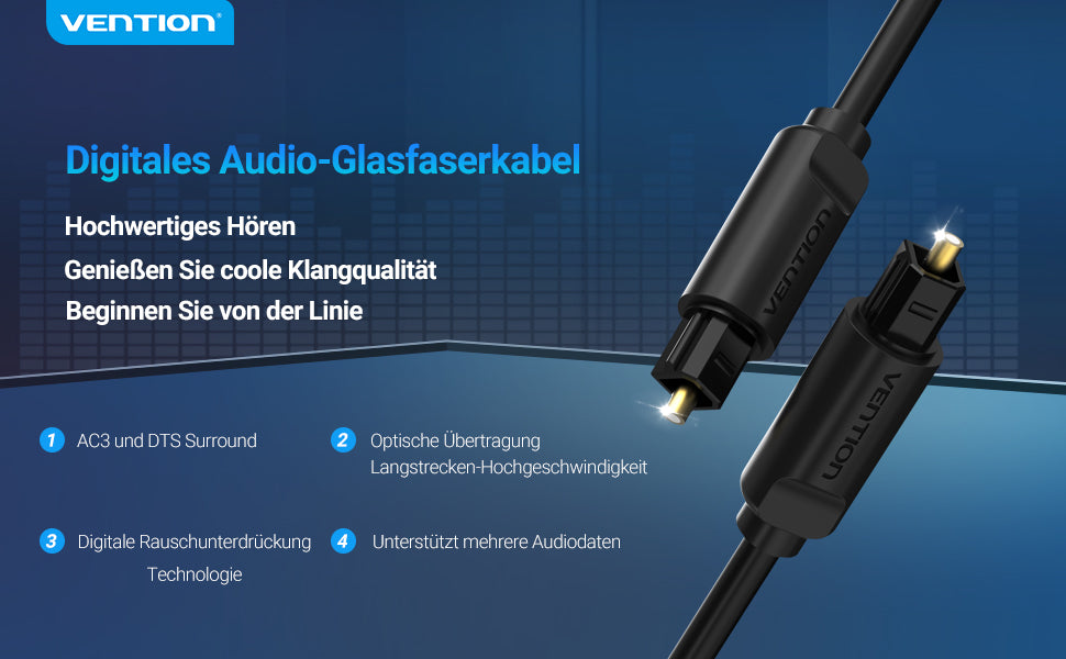 Câble Audio Fibre Optique Noir