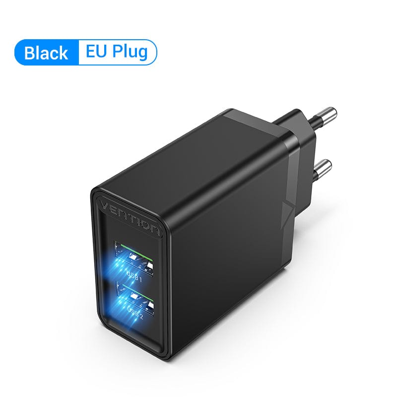 Dual USB Charger EU Plug  Max Fast Charging Portable Phone Charger