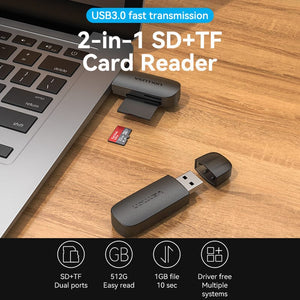 2-in-1 USB 3.0 Reader(SD+TF) Single Drive Letter
