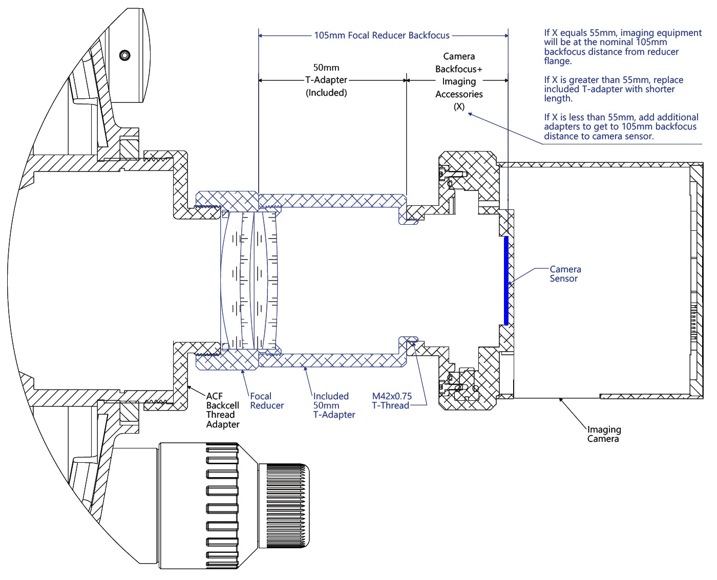 ACF 0.68x Focal Reducer (608062) Technical Diagram