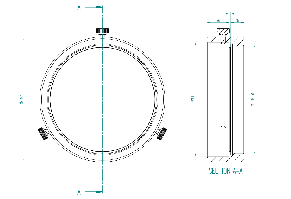 ESATTO 4" Adapter for Takahashi FSQ-106 - Dimensions