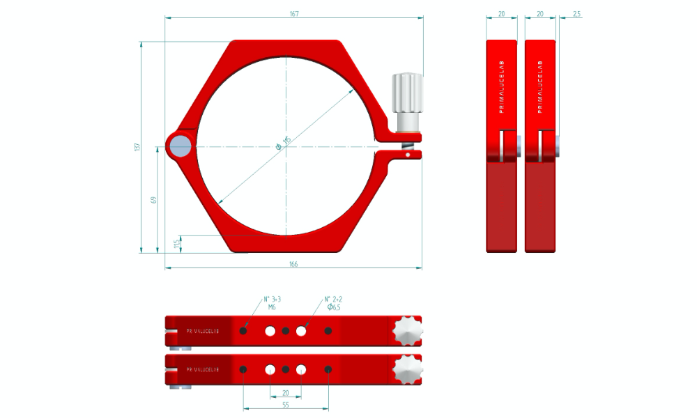 PrimaLuceLab PLUS Support Rings - 115mm Dimensions