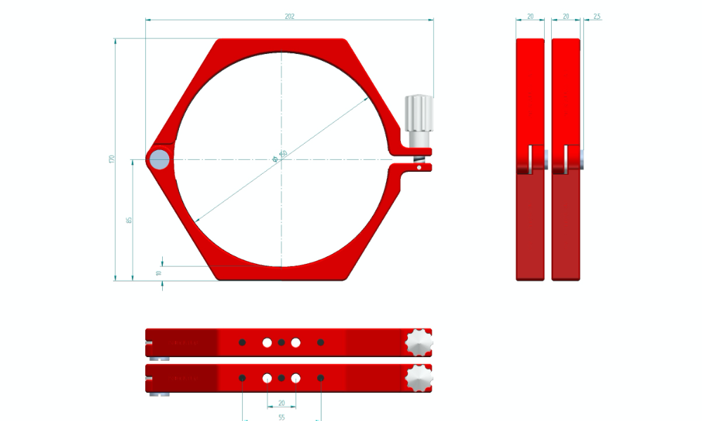 Anneaux de support PrimaLuceLab PLUS - Dimensions 150 mm