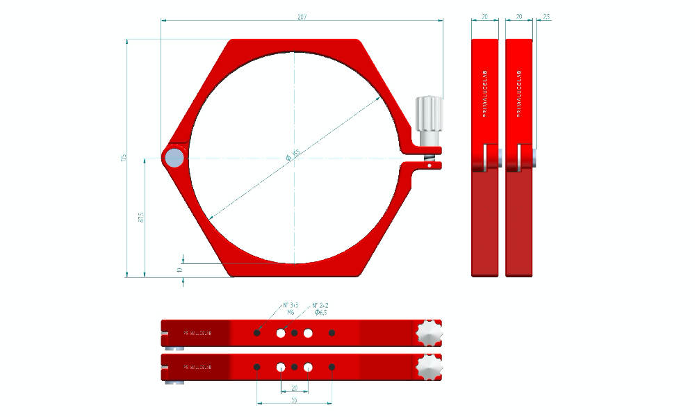 PrimaLuceLab PLUS Support Rings - 155mm Dimensions