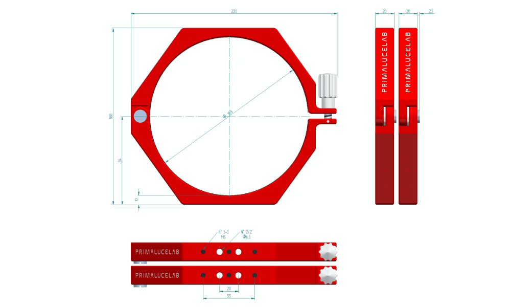 PrimaLuceLab PLUS Support Rings - 168mm Dimensions