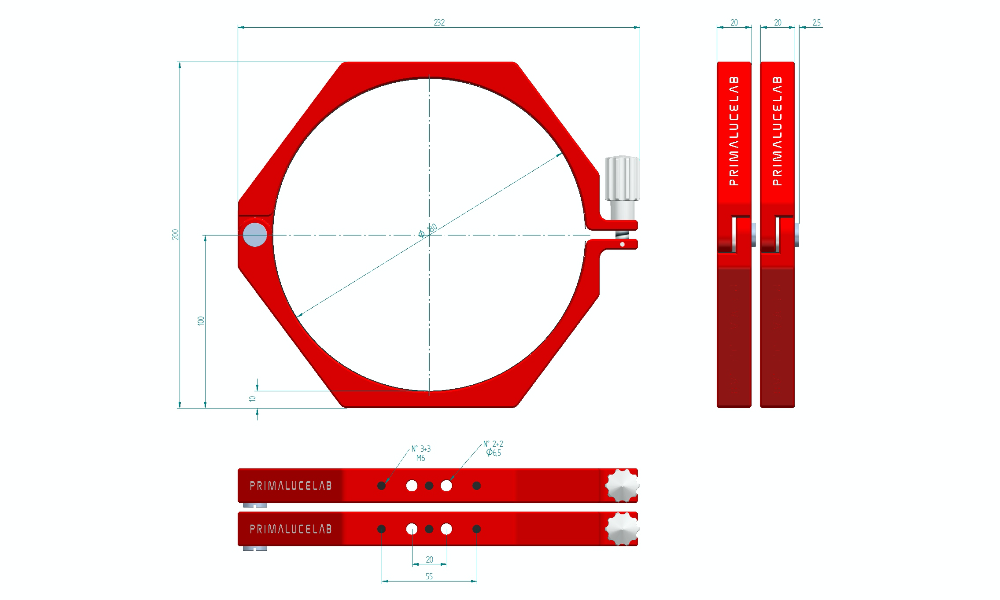 PrimaLuceLab PLUS Support Rings - 180mm Dimensions