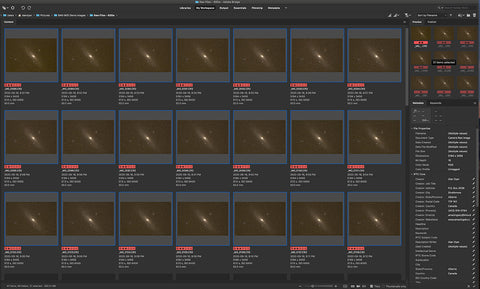 Adobe Bridge showing 18 short exposures