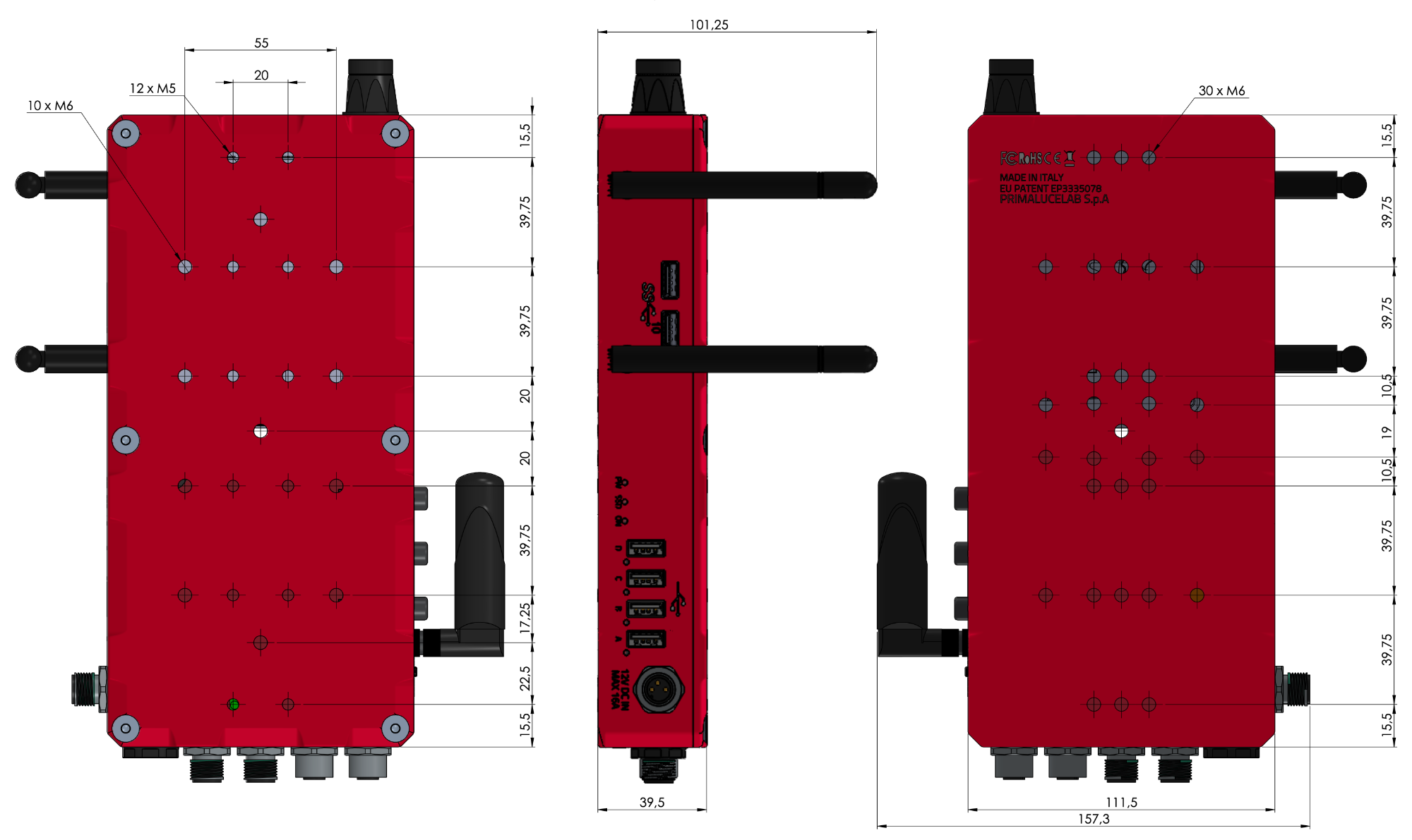 Dimensions de l'ordinateur d'astrophotographie EAGLE5 S