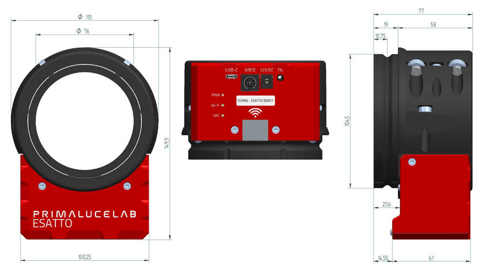 ESATTO 3" Robotic Focusing Motor Dimensions