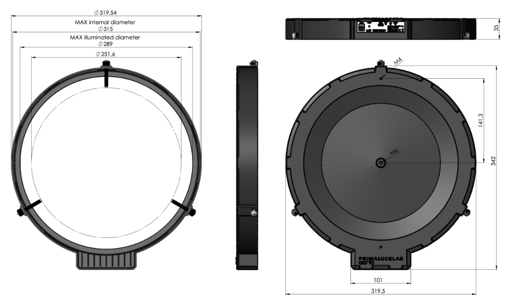 GIOTTO 285 Smart Flat Field Generator - Dimensions