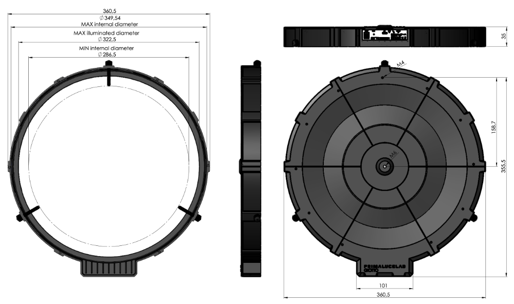 Générateur de champ plat intelligent GIOTTO 320 - Dimensions