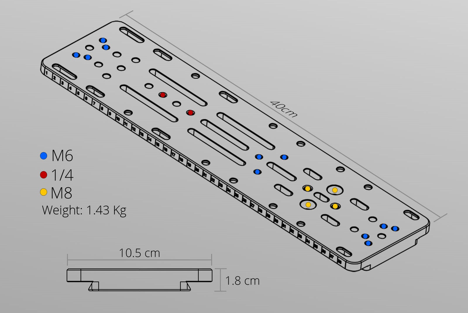 William Optics Losmandy Style Type D Plate - Layout