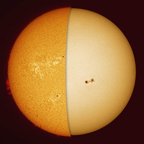 H-alpha vs solar filter view of the sun