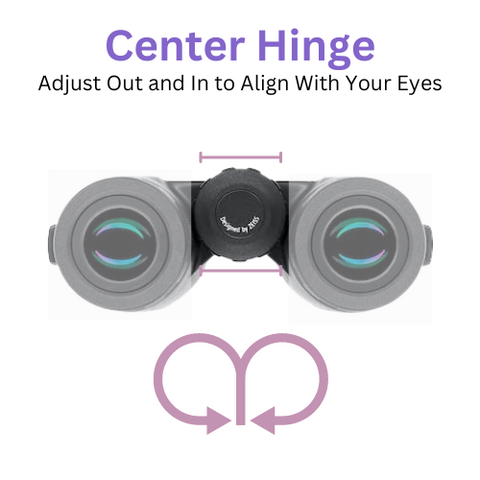 Hinge the center of the binoculars to adjust to your eyes