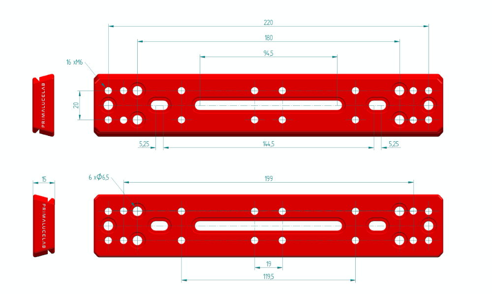 PrimaLuceLab PLUS Vixen Plates - 240mm Dimensions